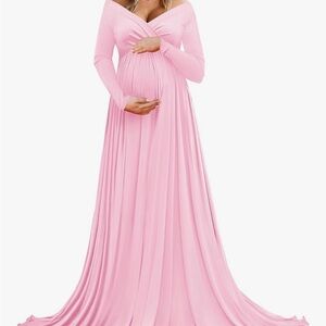 Maternity off the shoulder half circle gown for baby shower photo props dress